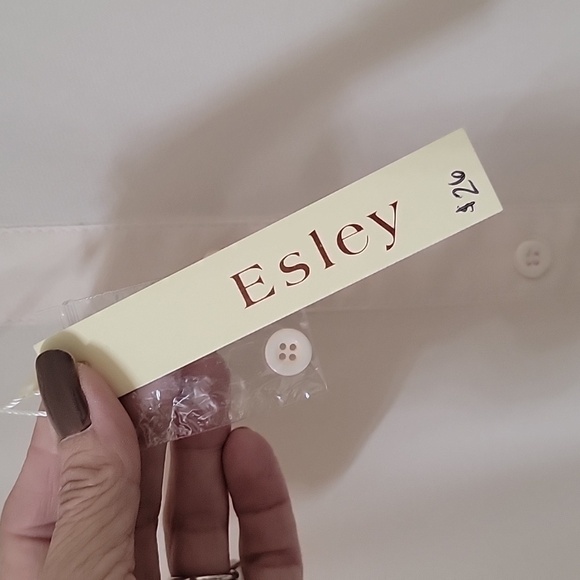 Esley, Ivory High Low Sleevless Sheer Blouse Southwestern Pattern, NEW, Size S - Picture 5 of 10